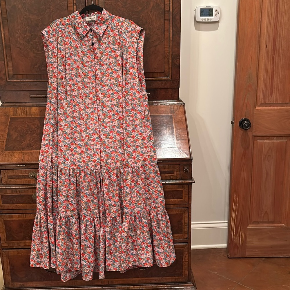 Natural Life Ditsy Floral Maxi Dress L/XL Tiered Boxy